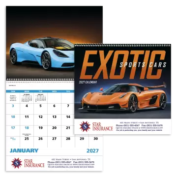 Exotic Sports Cars Appointment Wall Calendar - Spiral